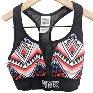 Victoria's Secret PINK black multicolored geo print ultimate sports bra small